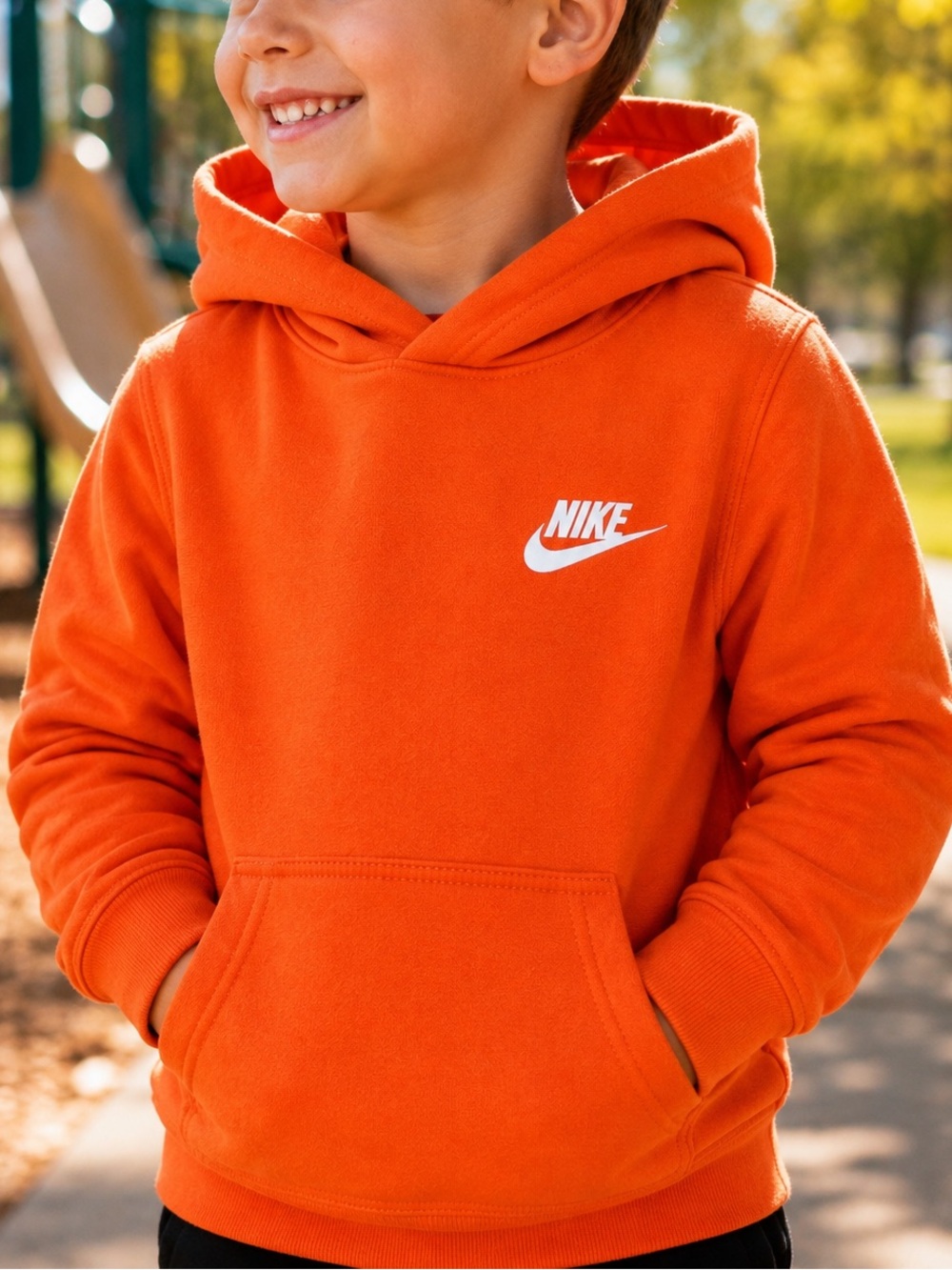 Nike Orange Kids Pullover Hoodie Sweatshirt